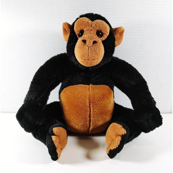 Chimpanzee Monkey Plush Black Brown Realistic 12 Inch Stuffed  Animal - Picture 1 of 3